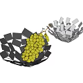 Modern Geometric Ceramic Bowls With Black Silver Finish Holding Green Grapes