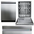 Stainless Steel Dishwashers Modern Kitchen Appliances With Visible Interior Racks And Units
