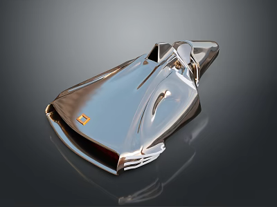 Futuristic Silver Shiny Concept Sports Car Model With Aerodynamic Reflective Surface Design 3d model