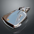 Futuristic Silver Shiny Concept Sports Car Model With Aerodynamic Reflective Surface Design