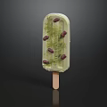 Green Matcha Popsicle Topped With Red Beans On Black Background