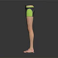 Casual Black Green Sports Shorts With Yellow Trim And Blue Slippers
