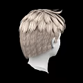 Game Movie Character 3D Head Model With Short Blonde Hair On Black Background