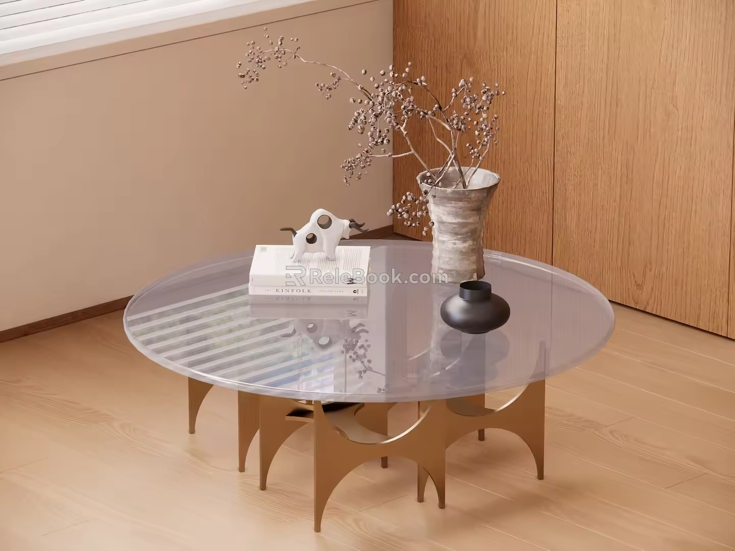 Modern Middle Ancient Style Coffee Table Glass Coffee Table 3d model