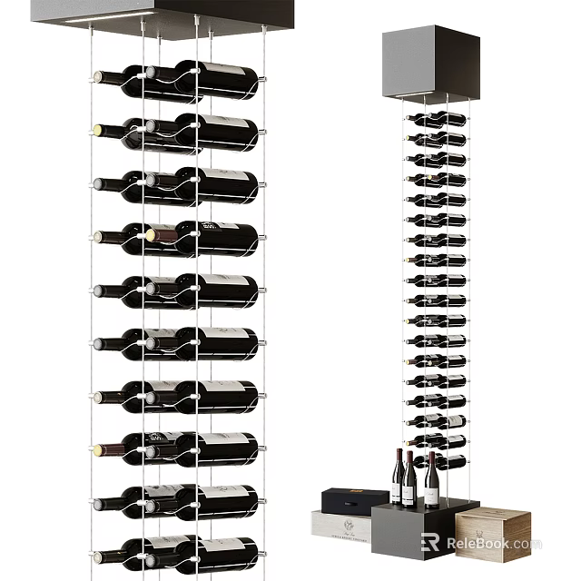 Modern Wine Rack Display Wall Mounted And Freestanding Designs With Multiple Wine Bottles Storage 3d model 