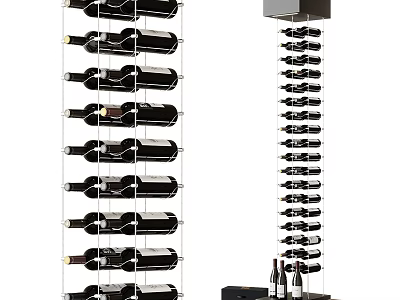 Modern Wine Rack Display Wall Mounted And Freestanding Designs With Multiple Wine Bottles Storage 3d model
