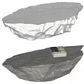 Natural Stone Coffee Table with Irregular Shape Natural Texture and Small Items on Top 3d model