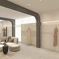 Modern Clothing Store Exterior With Stylish Window Display Mannequins And Decorative Plants
