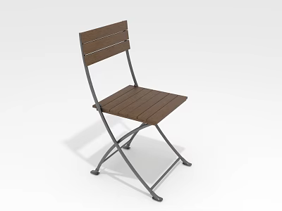 Wooden Slat Leisure Chair with Foldable Metal Frame and Outdoor Patio Design 3d model