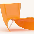 Stylish Orange Modern Leisure Chair With Curved Glossy Design And White Legs