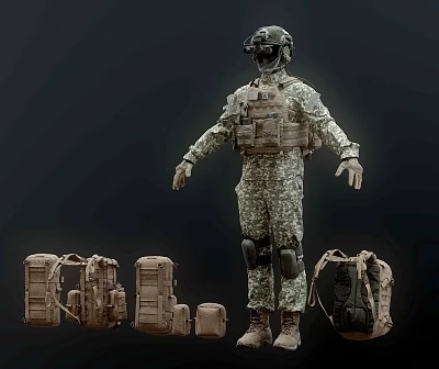 Modern backpack combat equipment backpack combination 3d model Modern backpack combat equipment backpack combination 3d model