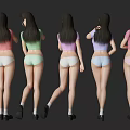 Women in Different Colored Crop Tops and White Underwear Posing in Various Styles