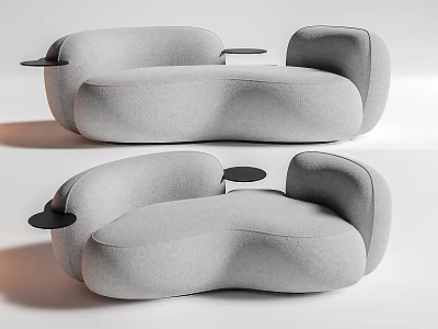 Modern Abstract Shaped Gray Sofa with Curved Design for Contemporary Living Room Decor 3d model