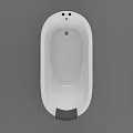 White Freestanding Oval Shaped Bathtub With Gray Cushion And Side Buttons