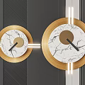 Two Modern Circular Wall Decor With Marble Surface Wooden Frame And LED Lights 3d model