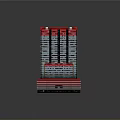 Modern High Rise And Low Rise Building Complex With Red Gray Exterior And Glass Curtain Walls
