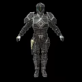 Game Movie Character With Detailed Metallic Armored Suit And Futuristic Design