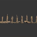 Wooden And Metal Craft Pieces With Various Shapes In Brown Gold On White Background