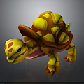 Cute Cartoon Style Turtle With Yellow Orange Shell And Red Spots 3d model