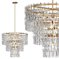 Elegant Modern Chandelier With Gold Frame Crystal Accents And Multi Tiered Structure