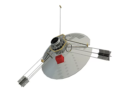 Spacecraft Model Display With Antenna And Solar Panels In Technology Exhibition Hall 3d model