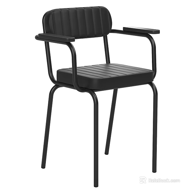 Black Leisure Chair With Metal Frame And Armrests In Sleek Design 3d model 