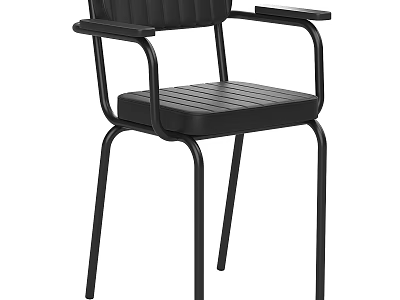 Black Leisure Chair With Metal Frame And Armrests In Sleek Design 3d model