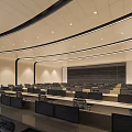 Modern Large Conference Room Featuring Staircase Seating Projection Screen And Elegant Lighting Design 3d model
