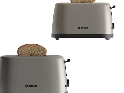 Modern Bosch Toaster Home Kitchen Appliance With Bread Slice On Top 3d model