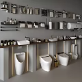 Modern Complete Bathroom Set with Toilets Sinks Storage Racks and Accessories 3d model