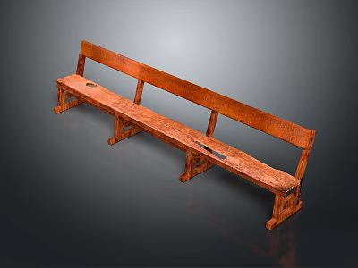 Traditional Wooden Outdoor Bench With Backrest And Armrest For Garden Patio Use 3d model