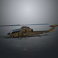 Khaki Helicopter Model With Rotors Transparent Cockpit And Fuselage Details