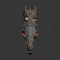 Futuristic Mechanical Dog Game Character With Metal Armor And Red Details