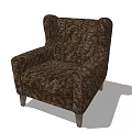 Brown Upholstered Single Sofa With Comfortable Armrest And Classic Design Features 3d model