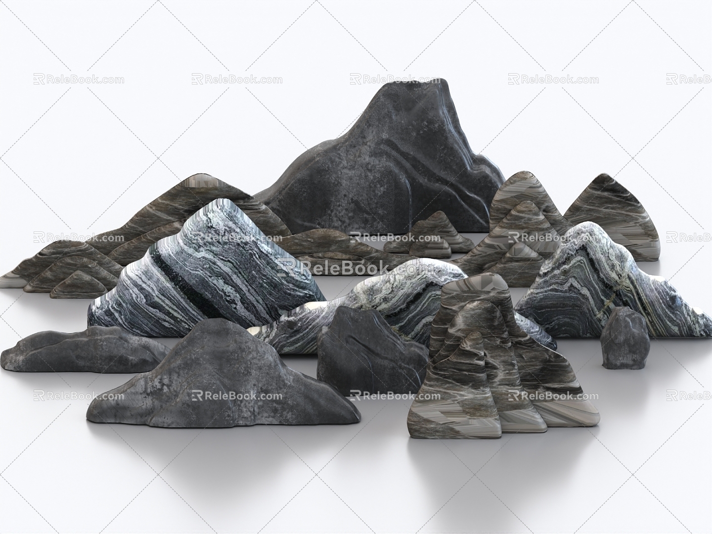 Stone stone rockery landscape stone marble hemp stone 3d model