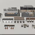 Modern Café Interior With Bar Counter Wooden Tables Chairs And Menu Boards