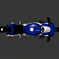Blue And White Sport Motorcycle With Sleek Design And Blue Wheels On Reflective Surface