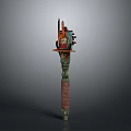 Traditional Ornate Scepter With Intricate Top Structure Vibrant Colors And Textured Column
