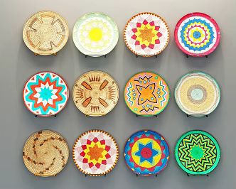 Nordic Plate Wall Decoration Woven Pattern Disc Pendant Combination 3d model