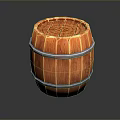Wooden Barrel Home Storage Container With Metal Hoops And Natural Wood Grain Design