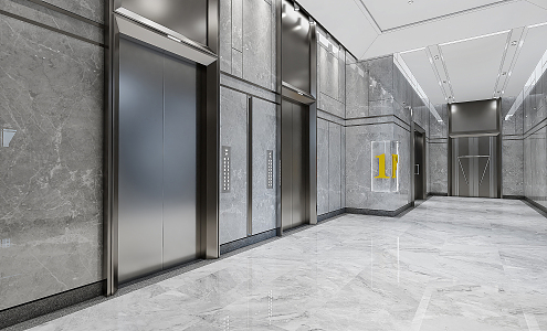 modern elevator hall elevator car 3d model