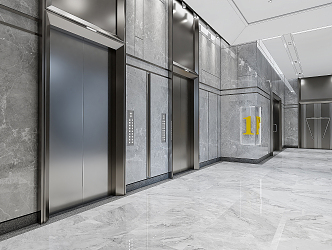 modern elevator hall elevator car 3d model