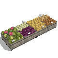 Wooden Display Shelf with Fresh Organized Fruits Vegetables and Labeled Sections