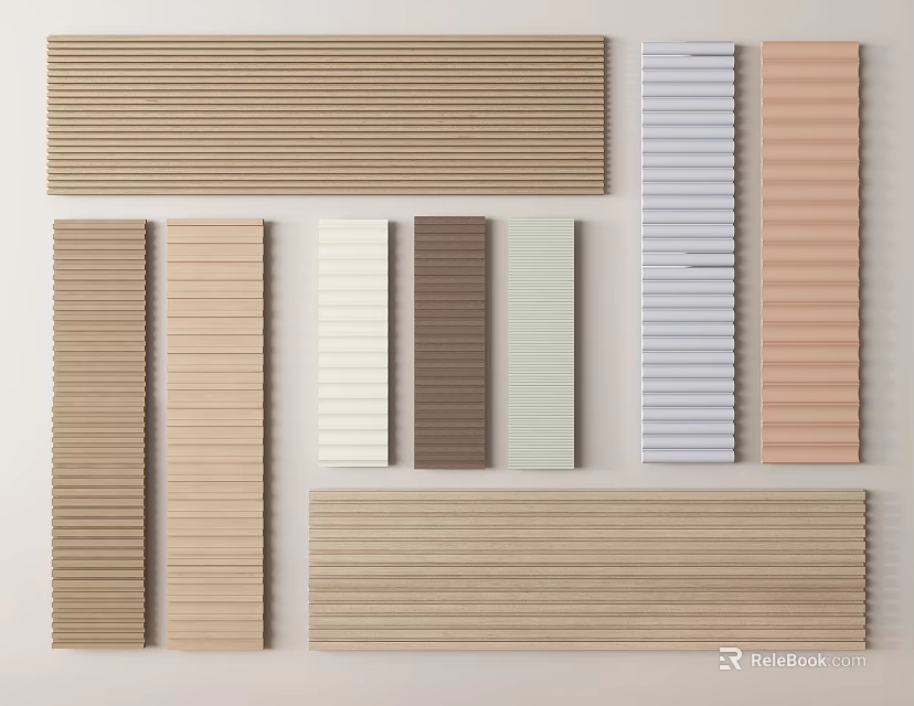 Wall Panels With Various Textures And Colors For Home Interior Design 3d model