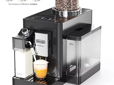 DeLonghi PrimaDonna Coffee Machine Making Milk Froth Coffee Black Modern Kitchen Appliance With Transparent Parts 3d model