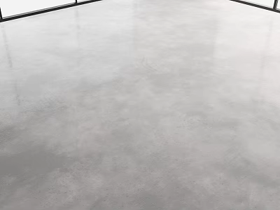 Gray Concrete Floor with Smooth Polished Surface in Modern Indoor Space and Black Windows 3d model