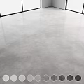 Gray Concrete Floor with Smooth Polished Surface in Modern Indoor Space and Black Windows