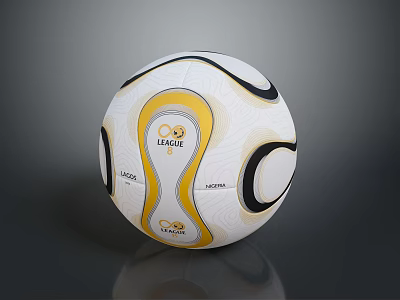 Soccer Shaped Food Dessert With White Yellow Black Design And League Mogul Logo 3d model