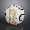 Soccer Shaped Food Dessert With White Yellow Black Design And League Mogul Logo