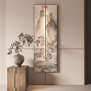 New Chinese Style Decorative Painting Hanging Painting Long Strip Decorative Painting Hallway Decorative Painting Headlight 3d model